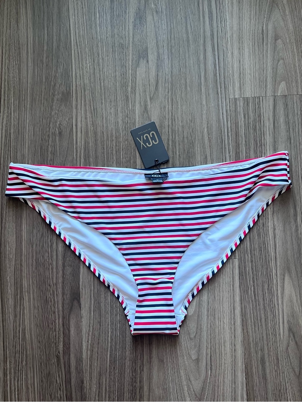 City Chic Daisy Bikini Bottom Red White Blue Striped Size 22 NWT
